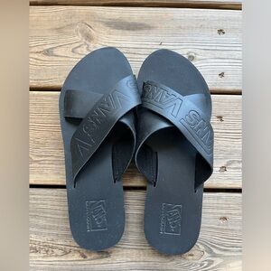 VANS Cross Strap Womens Black Black Sandals Flip Flops Slides Sz 9